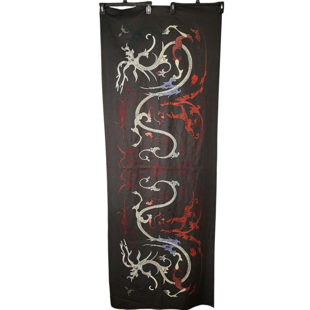 Chinese Dragon Fabric Table Runner Wall Hanging Tapestry MTG Table Mat 27x74"